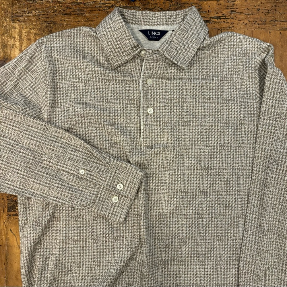 Lincs David Chu Polo Golf Shirt Mens M  Cotton Classic Long Sleeve